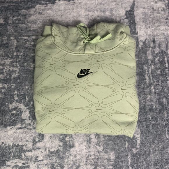 Nike Swoosh Print Embroidered Logo Hoodie Pullover Men's Large Green DM7930-343 - Picture 10 of 10